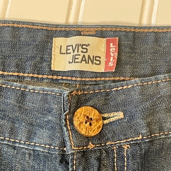 Levi’s Womens Denim Culottes Jeans Size 16 Wide-Leg Mid-Length Flat Front Slant - Picture 9 of 12